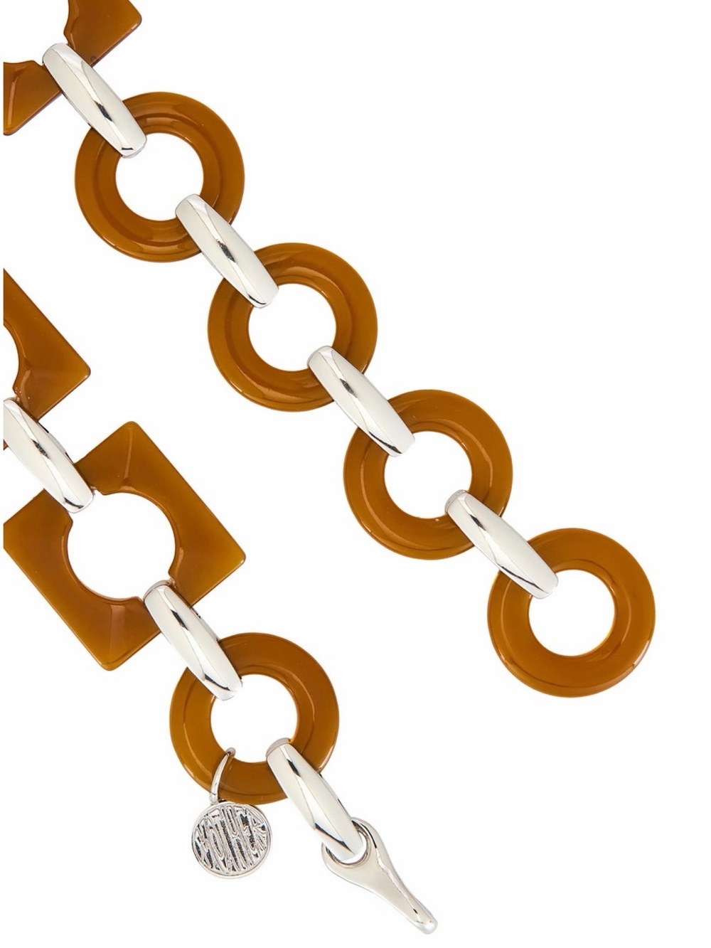 MOTHER Adjustable Brown Resin Link Chain Belt with Silver Accents Sz M ✨NWT✨ - Picture 8 of 12
